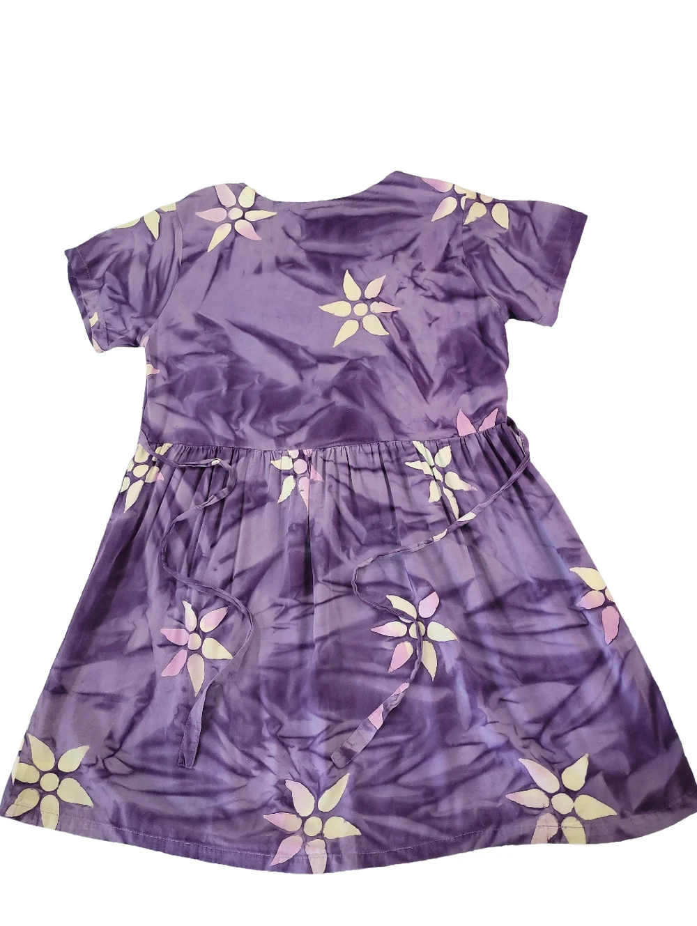 Island Imports Purple Tie Dye Floral Rayon Dress - Size L - Boho Hawaiian Luau